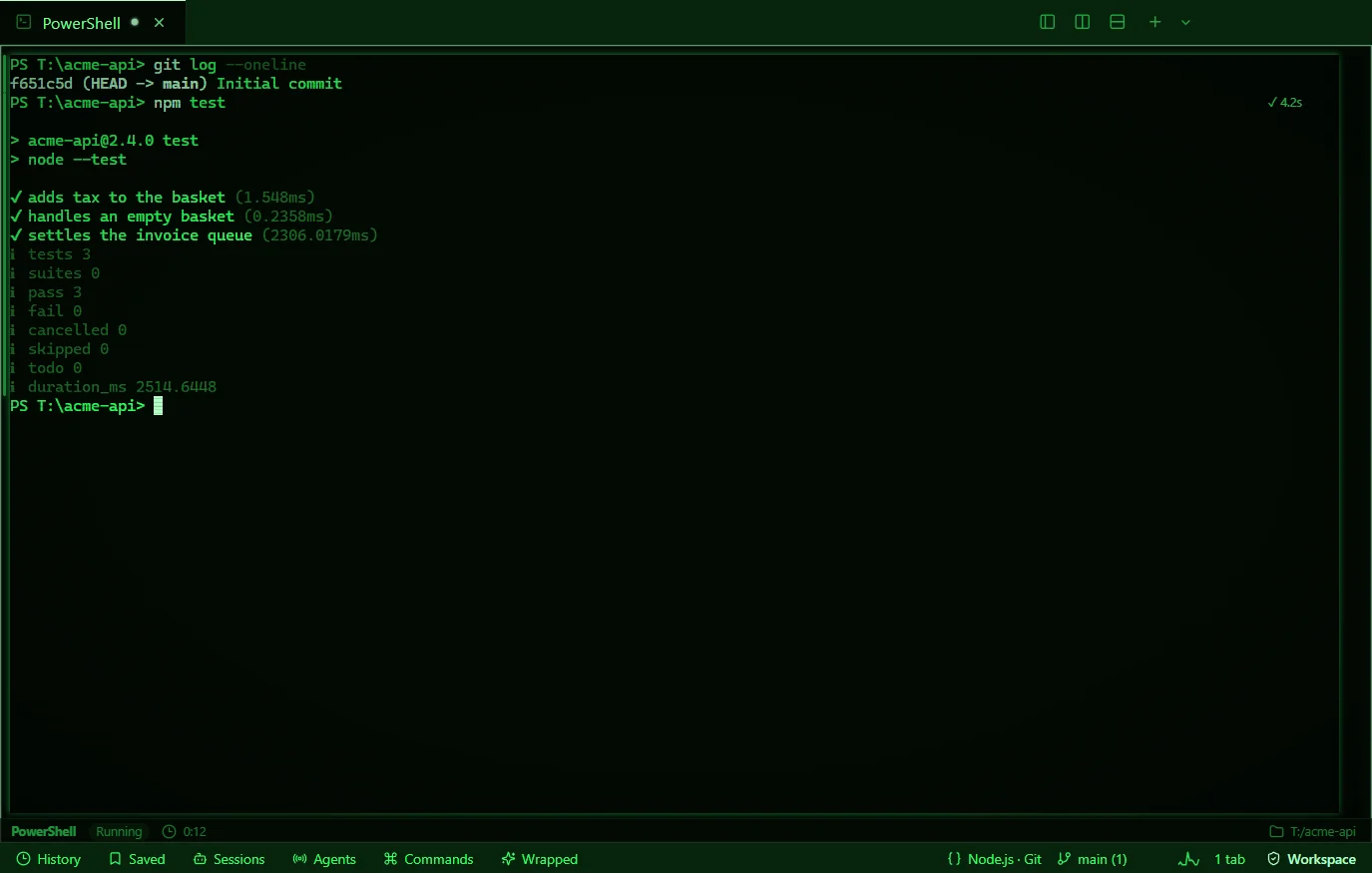 TermFlow Lite in the green Matrix theme with scanlines and phosphor glow